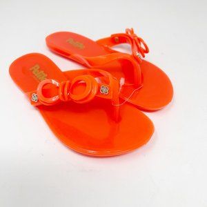 Petite Jolie Size 11.5 Bright Orange Lucky Ribbon Thong Flip Flops